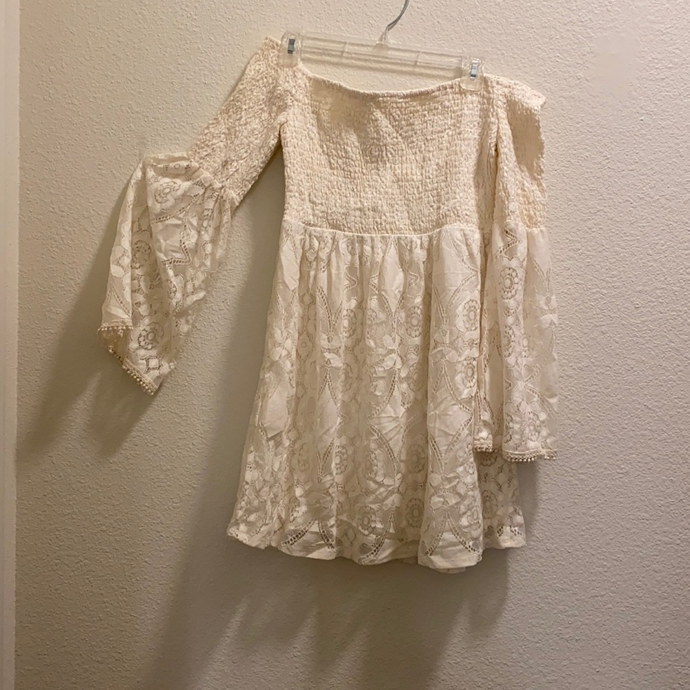 Strapless boho white dress